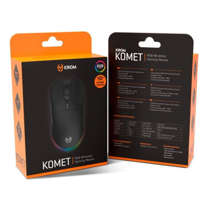 Krom Ratón Gaming Inalámbrico Komet NXKROMKOMET RGB Batería Recargable Hasta 2400 DPI Conexión 2.4 GHz 5 Krom Ratón Gaming Inalámbrico Komet NXKROMKOMET RGB Batería Recargable Hasta 2400 DPI Conexión 2.4 GHz 5