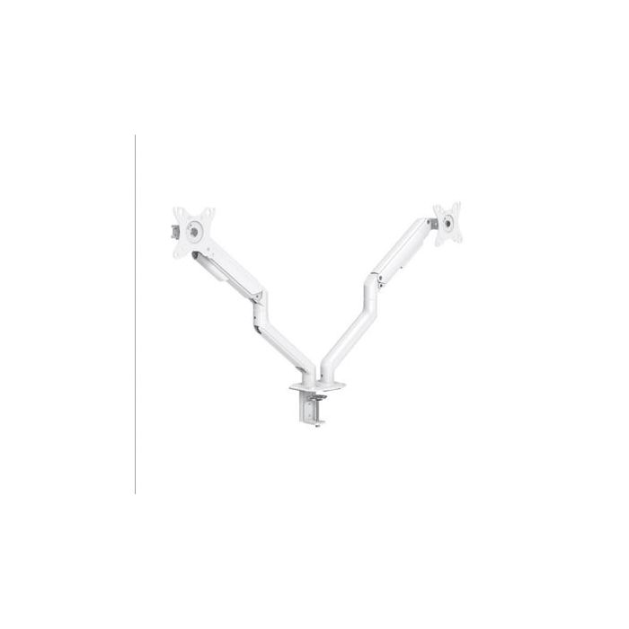 TOOQ DB4132TNR-W Soporte para Monitor de Escritorio, 2 Brazos, VESA 75x75/100x100mm, hasta 32 Pulgadas, Blanco