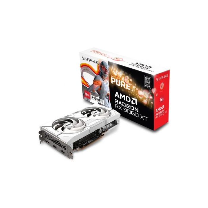 Sapphire PURE RX 9060 XT GAMING OC 16GB GDDR6 128BIT 2HDMI+2DP ARGB Blanco (3 Ventiladores) - 11350-02-20G