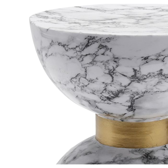 DKD Home Decor Mesita Auxiliar Moderna de Hierro Blanca, 33 cm Largo x 33 cm Ancho x 35 cm Alto 1