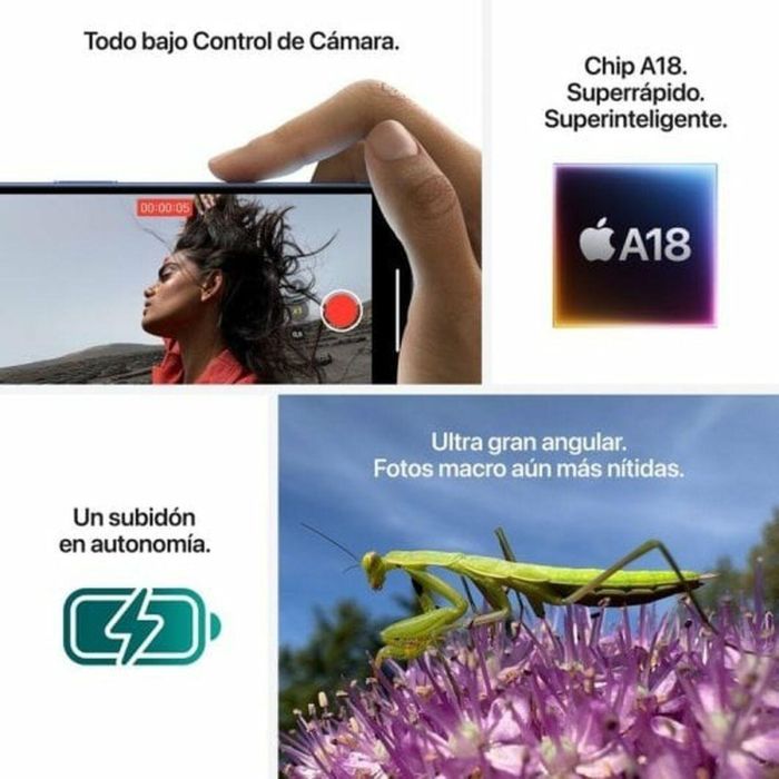 Apple iPhone 16 MYEC3QL/A 128GB 6.1" Super Retina XDR 5G con Chip A18, Cámara Dual 48MP y Dynamic Island Azul Ultramar 2 Apple iPhone 16 MYEC3QL/A 128GB 6.1" Super Retina XDR 5G con Chip A18, Cámara Dual 48MP y Dynamic Island Azul Ultramar 2