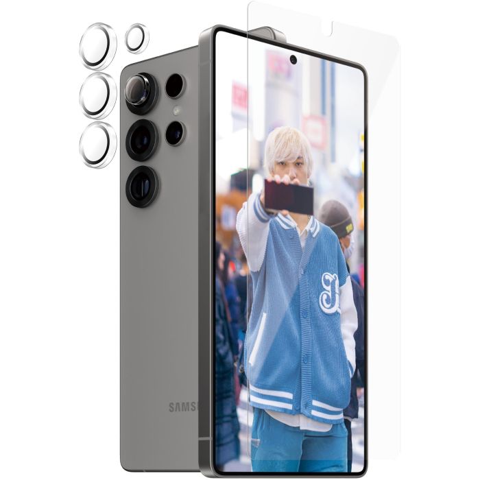 PanzerGlass Protector de Pantalla 2-en-1 para Samsung Galaxy S25 Ultra, Vidrio Templado Resistente a Golpes y Rayones