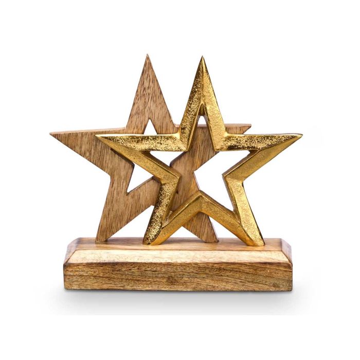 Soporte Decoracion Doble Estrella Dorado Giftdecor 15CM (12 Unidades) 2 Soporte Decoracion Doble Estrella Dorado Giftdecor 15CM (12 Unidades) 2