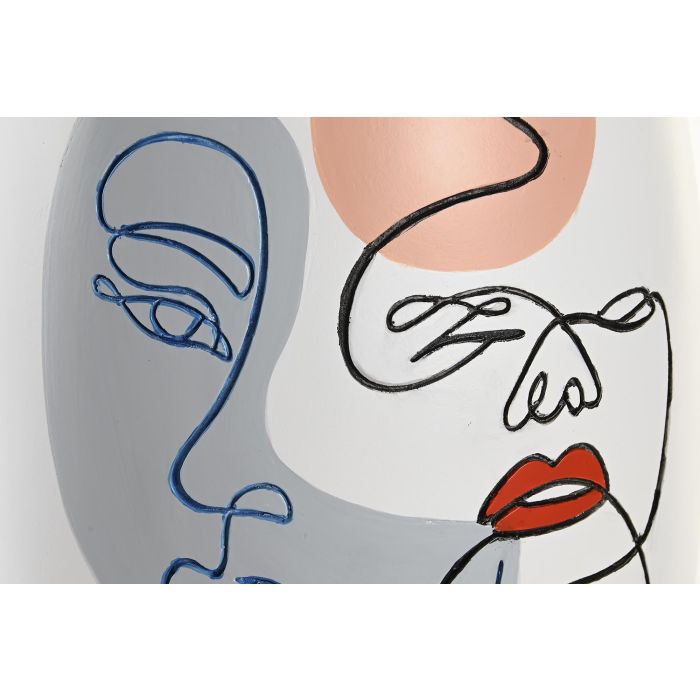 DKD Home Decor Jarrón Multicolor Blanco Resina Cara Abstracto 20.5 x 38 x 20.5 cm 1