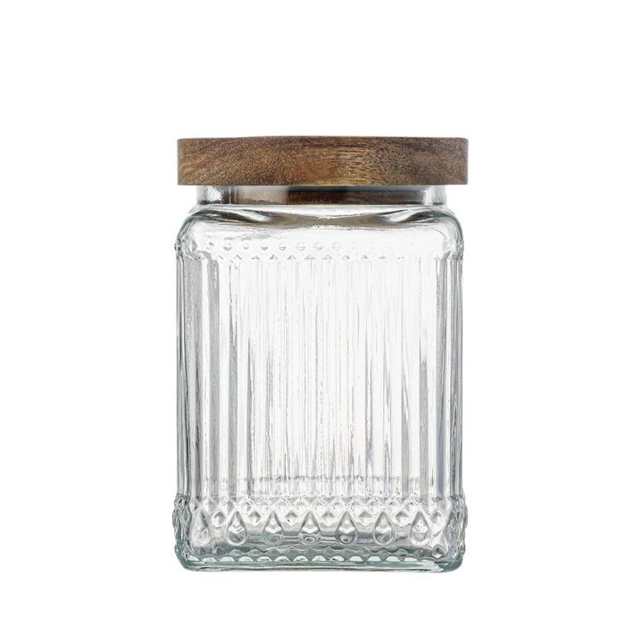 Tarro de vidrio cuad.T con tapa de madera Lignes 0.75L La Mediterranea (24 Unidades) 4