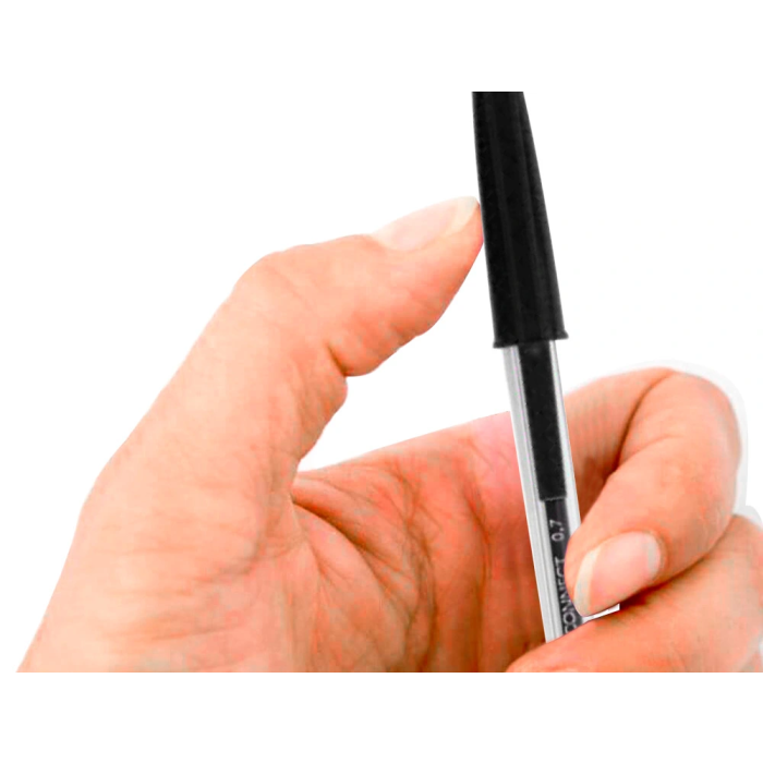 Q-connect Bolígrafo Transparente Negro Medio KF26040 Tinta a Base de Aceite Punta 1mm Trazo 0.4mm Suavidad Escritura 3