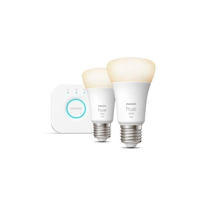 PHILIPS Hue White - Kit de inicio bombilla LED inteligente - 9.5W - E27 - Paquete de 2