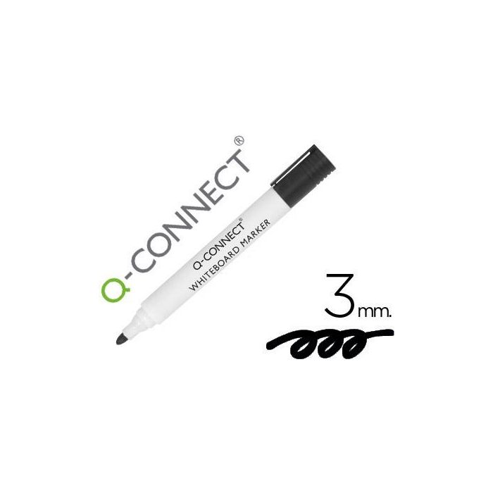 Rotulador Q-Connect Pizarra Blanca Color Negro Punta Redonda 3 mm 10 unidades