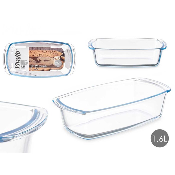 Bandeja Borosilicato Rectangular Asas 1600Ml Vivalto 27X7CM (12 Unidades) Bandeja Borosilicato Rectangular Asas 1600Ml Vivalto 27X7CM (12 Unidades)