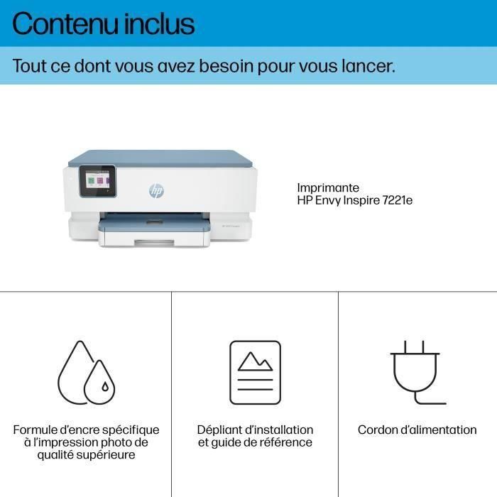 Impresora de inyección de tinta a color HP Envy Inspire 7221e All-in-One Color Copy Scan - 6 meses Tinta instantánea incluida con HP+ 3