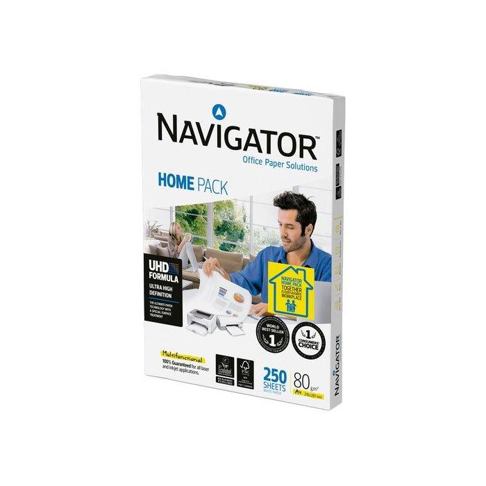 Navigator Papel Fotocopiadora Multifunción Home Pack A4 80g 250 Hojas para Impresión Láser, Ink-jet y Doble Cara