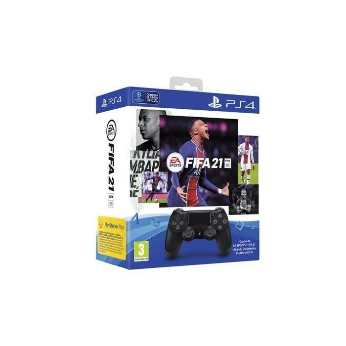 BUNDLE MANDO INALÁMBRICO SONY PLAYSTATION DUALSHOCK 4 WIRELESS CONTROLLER V2 JETBLACK + FIFA 21