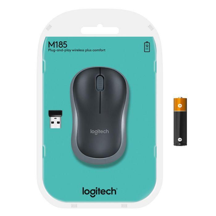 Logitech Wireless Mouse M185, RF Wireless, Alkaline, Grey 9 Logitech Wireless Mouse M185, RF Wireless, Alkaline, Grey 9