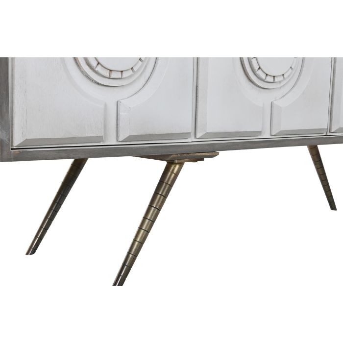 DKD Home Decor Buffet Blanco Dorado Madera Mango y Metal, 152x43x84 cm, 4 Puertas, 2 Estanterías, Hecho a Mano y Desmontable 7