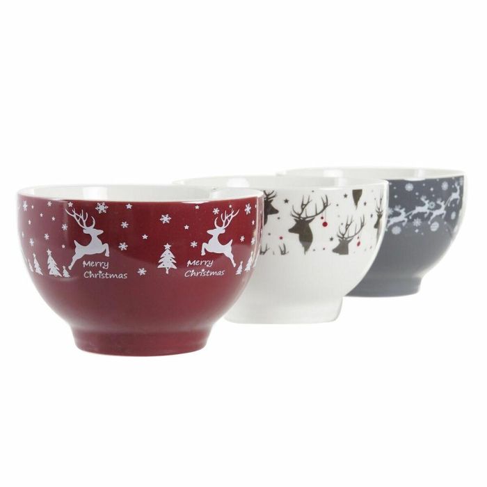 Set de Cuencos DKD Home Decor Blanco Rojo Gris Porcelana 500 ml 13 x 13 x 8 cm (3 Unidades) 2 Set de Cuencos DKD Home Decor Blanco Rojo Gris Porcelana 500 ml 13 x 13 x 8 cm (3 Unidades) 2