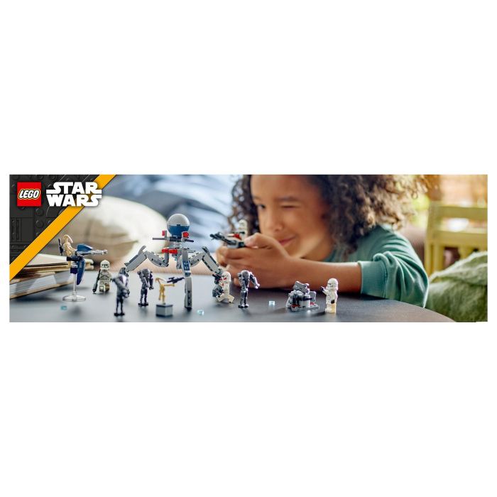 Lego 75372 Star Wars Paquete de Batalla de Soldados Clon y Droides de Batalla con Moto Speeder y Minifigura