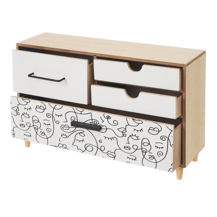 Caja-Joyero ONE LINE Blanco Negro Natural Madera MDF 36 x 11 x 23 cm 2