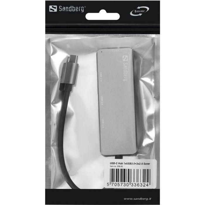 Sandberg SAVER USB-C Hub 1xUSB 3.0 + 3xUSB 2.0 | Adaptador Expansor de Puertos USB para Ordenador, Conecta Disco Duro, Impresora, Ratón 1 Sandberg SAVER USB-C Hub 1xUSB 3.0 + 3xUSB 2.0 | Adaptador Expansor de Puertos USB para Ordenador, Conecta Disco Duro, Impresora, Ratón 1