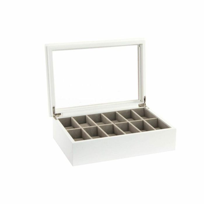 Caja-Joyero DKD Home Decor 102182 Relojes 28 x 19 x 9 cm Cristal Blanco Madera MDF 2