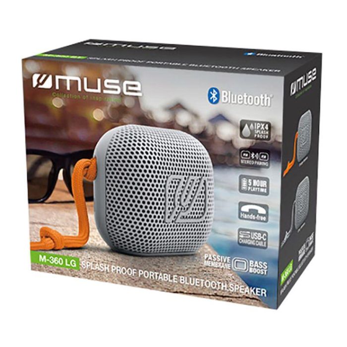 MUSE Altavoz Bluetooth Portátil MUSE 5W con Resistencia al Agua IP44 y Carga USB-C