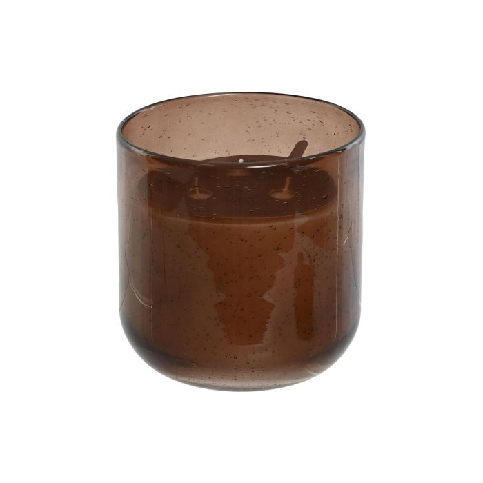 DKD Home Decor Vela Moderna Ámbar 860g Cristal y Cera 14.8x15.2x14.8 cm (4 Unidades)