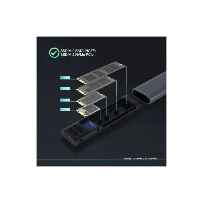 TooQ TQE-2223G Caja Externa para Disco SSD M.2 NVMe USB 3.2 Sin Tornillos Gris
