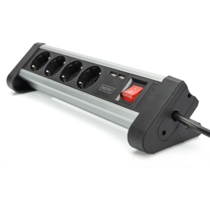 Digitus 4-Fach Steckdosenleiste mit 2xUSB-A und Schalter Schwarz/Silver 2 Digitus 4-Fach Steckdosenleiste mit 2xUSB-A und Schalter Schwarz/Silver 2
