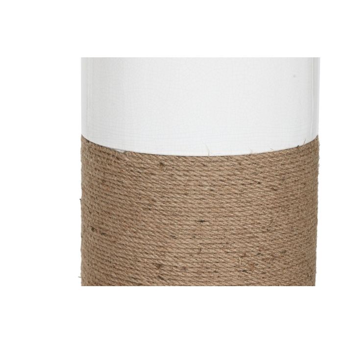 DKD Home Decor Lámpara Pie Scandi Blanco Marrón Cerámica Lino 50 x 139.5 x 50 cm 2