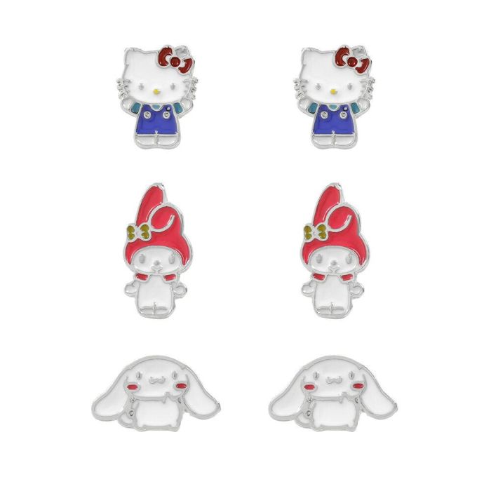 Set 3 Pares de pendientes Hello Kitty and Friends plata 0 Set 3 Pares de pendientes Hello Kitty and Friends plata 0