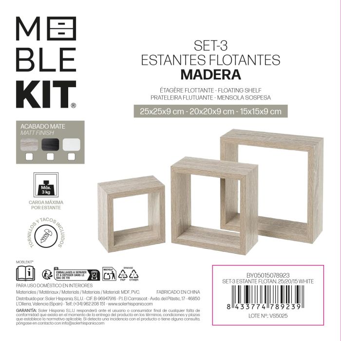Set-3 Estante Flotan.25/20/15 White Moblekit (4 Unidades) 3