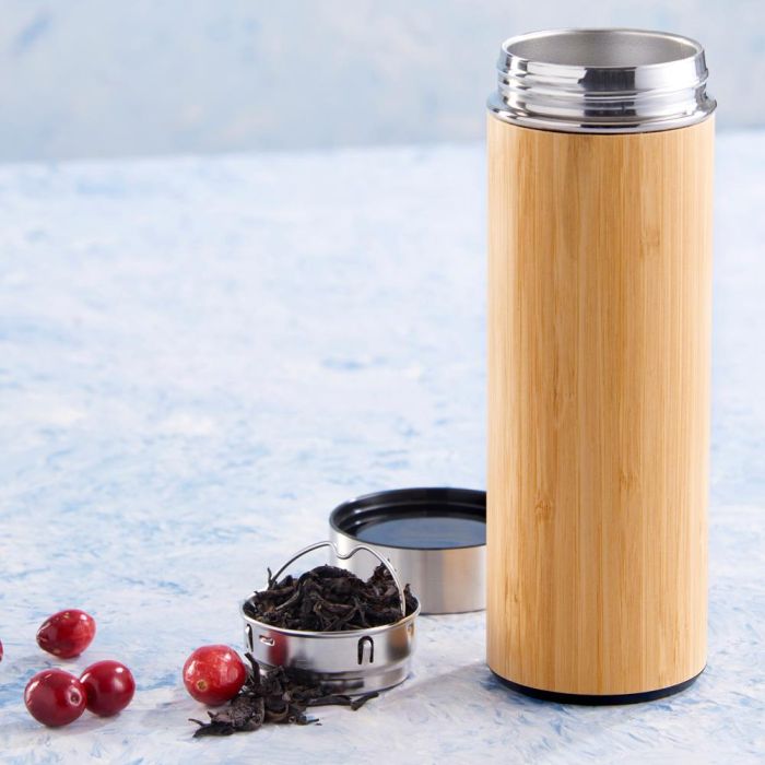 Day Termo 400 Ml Con Filtro para Té de Acero Inoxidable y Bambú 1