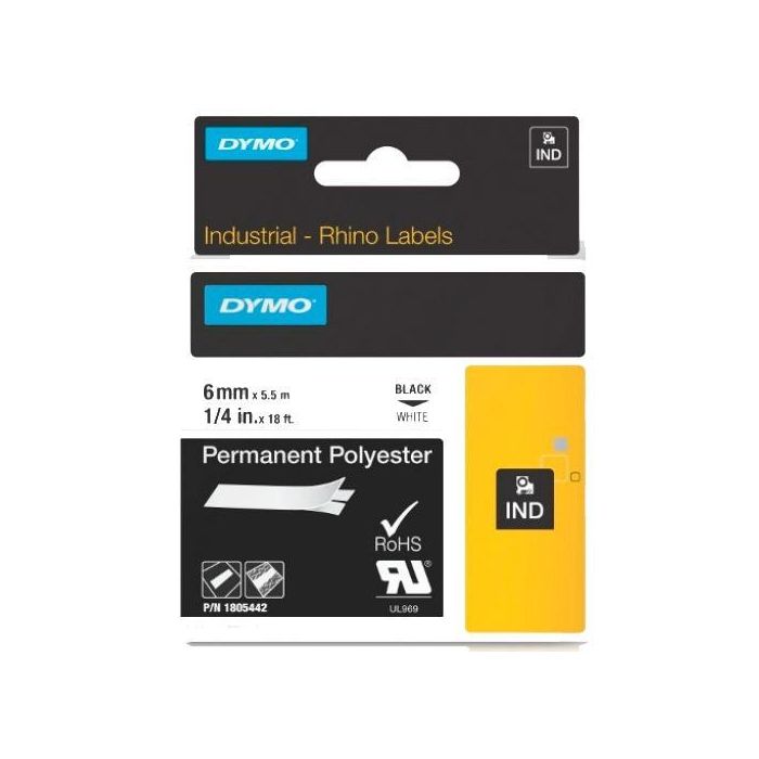 DYMO RHINO Cinta ID1-6 Negro/blanco polyester