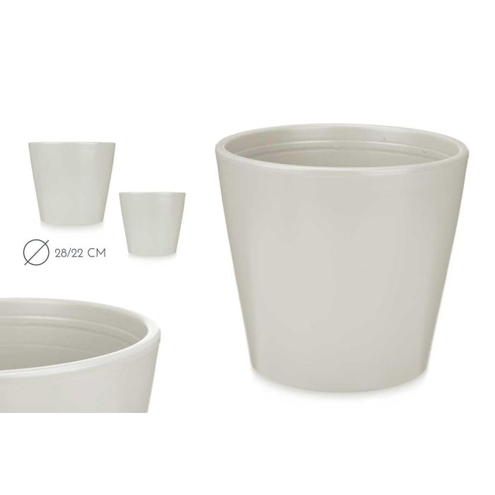 Ibergarden Set de 2 Macetas de Cerámica Cónica Gris 22 cm y 28 cm Ibergarden Set de 2 Macetas de Cerámica Cónica Gris 22 cm y 28 cm