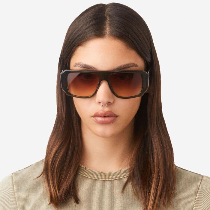 Hawkers Gafas de Sol HELL #Green Terracota Unisex Aviador Montura Acetato Lentes 50mm Protección UV