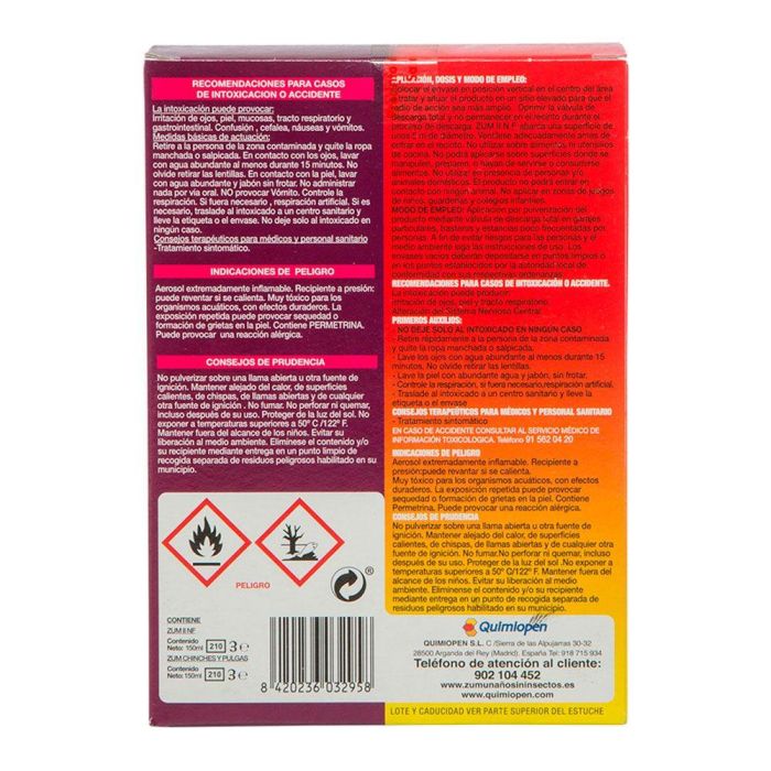 Zum Aerosol Descarga Total Insecticida para Chinches y Pulgas 300 ml