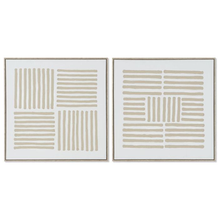 Cuadro Scandi DKD Home Decor Beige Blanco 4.5 x 83 x 83 cm (2 Unidades)