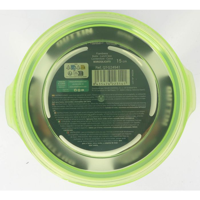 Fiambrera Redonda con Tapa Verde 15 cm Quttin (6 Unidades) 2 Fiambrera Redonda con Tapa Verde 15 cm Quttin (6 Unidades) 2