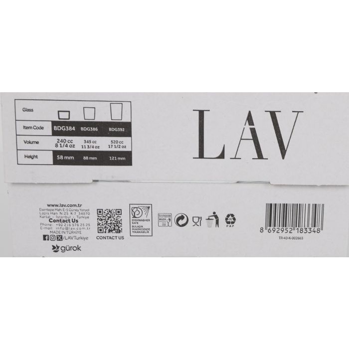 Set de Vasos LAV (4 uds) 4 Unidades 240 cc 7