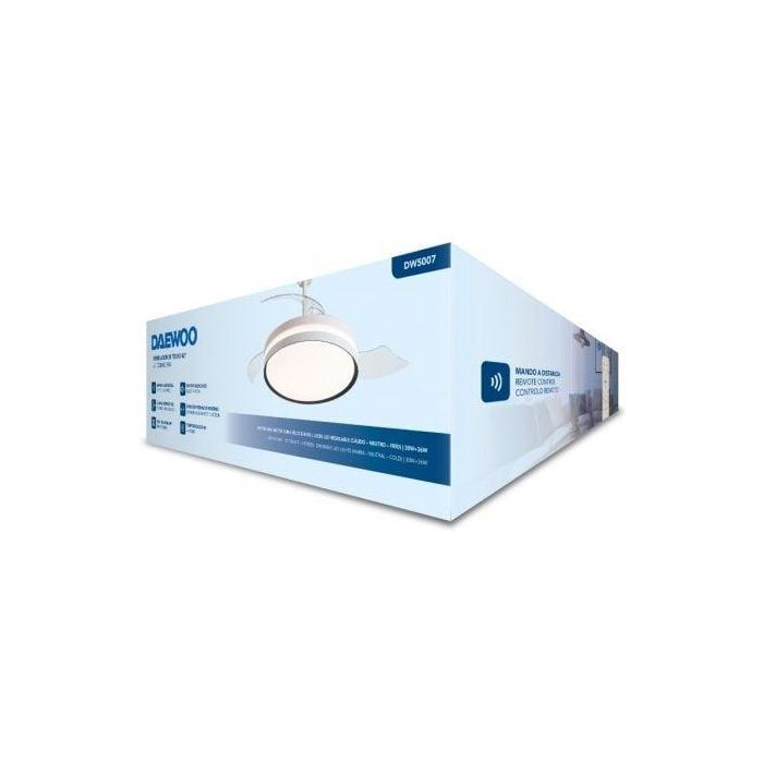 Daewoo DW5007 Ventilador de Techo 42" Aspas Retráctiles, LED Regulable (3000K-6500K), Motor Silencioso, 6 Velocidades, Verano/Invierno, Mando y App 3 Daewoo DW5007 Ventilador de Techo 42" Aspas Retráctiles, LED Regulable (3000K-6500K), Motor Silencioso, 6 Velocidades, Verano/Invierno, Mando y App 3
