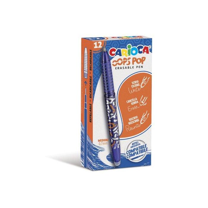 Boligrafo Carioca Oops Pop Borrable Azul Caja De 12