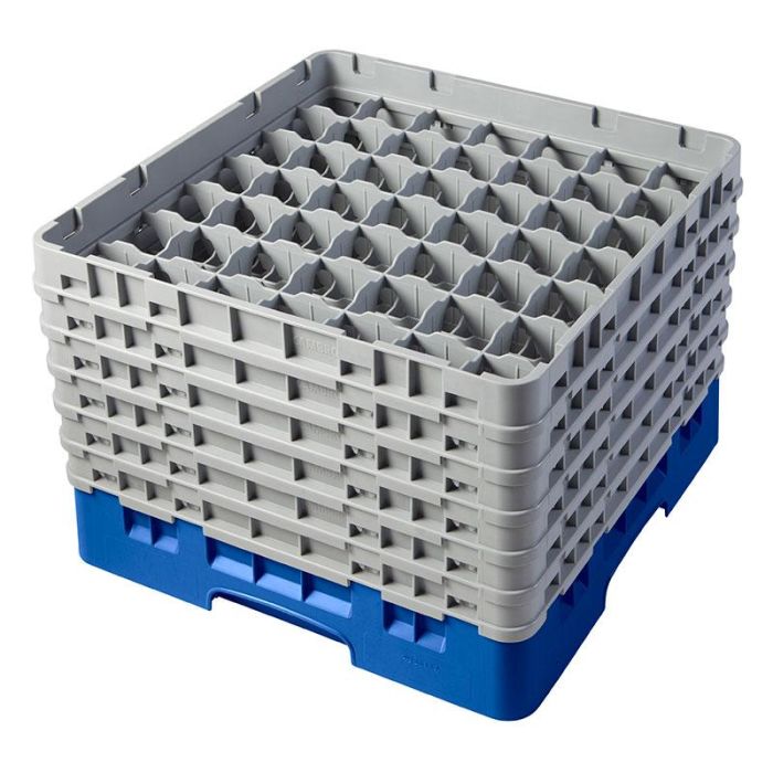 CAMBRO - 49S1114-168 - Cesta de lavado 49 comp. 6 alturas - 6 cm Ø máx. - alt. máx. 29,9 cm - 50 x 50 x 34,9 cm - Azul