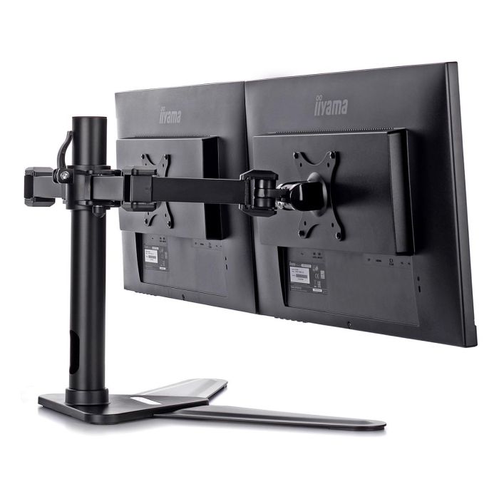iiyama DS1002D-B1 Soporte de Mesa para 2 Pantallas, Ajuste de Altura, 10 kg por Pantalla, VESA 100x100/75x75 mm, Para Pantallas 10''-30'', Negro 10