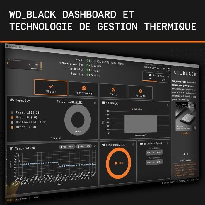 Western Digital WDS100T3X0E SSD Interno WD_BLACK SN770 NVMe 1TB M.2 2280 5 Western Digital WDS100T3X0E SSD Interno WD_BLACK SN770 NVMe 1TB M.2 2280 5