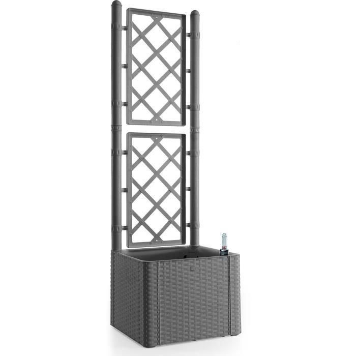 STEFANPLAST - Jardinera Deluxe - cuadrada con rejilla gris piedra - 43x43xh142cm STEFANPLAST - Jardinera Deluxe - cuadrada con rejilla gris piedra - 43x43xh142cm