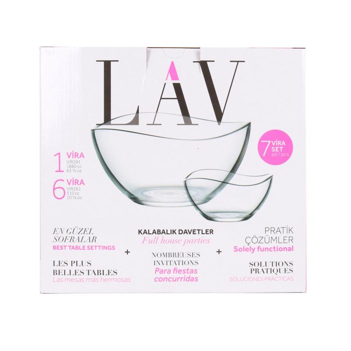 Lav Set 7 Piezas Vira: Ensaladera 21 cm + 6 Bols, 1880 cc y 310 cc (2 Cajas) 1