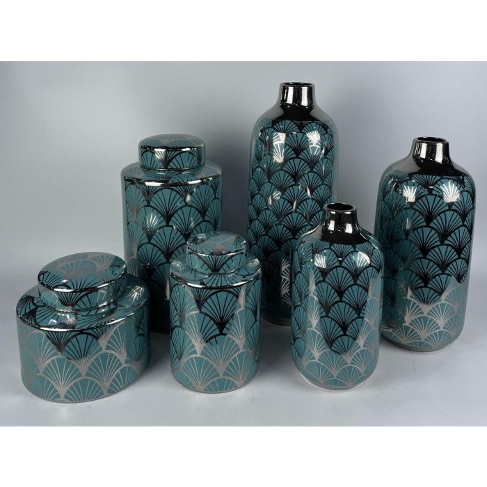 DKD Home Decor Fana Jarron Oriental Turquesa Porcelana 18 x 24 x 18 cm 2