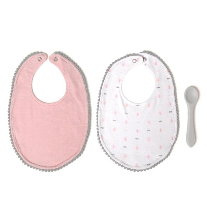 Set Rosa De Dos Baberos Y Cuchara Rosa 1 Set Rosa De Dos Baberos Y Cuchara Rosa 1