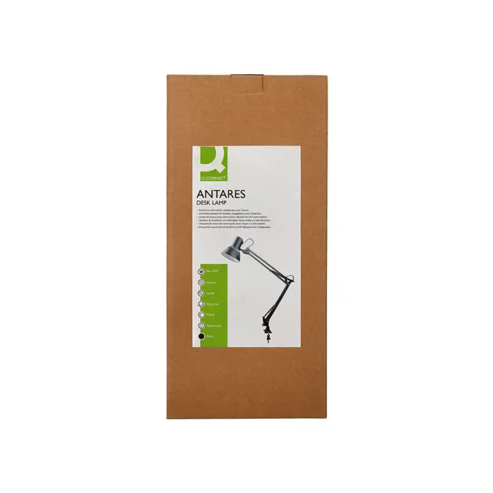 Q-connect Lampara Escritorio Antares Metalica con Pinza Interruptor Brazo Doble 3 Articulaciones Color Negro 8