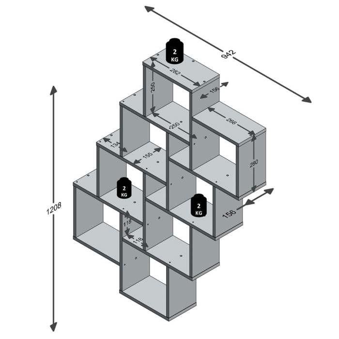 Estante de pared LAURIO 3 - Decoración en roble - L94,5 x H120,8 x P15,7 cm - Hecho en Alemania 3