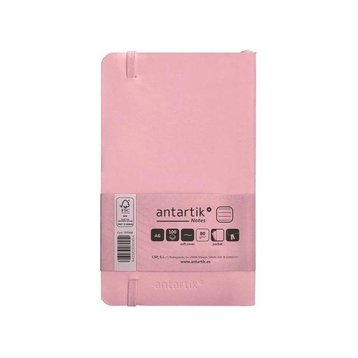 Antartik Cuaderno A6 Tapa Blanda Rayas Rosa Pastel 100 Hojas 80 gr FSC 2